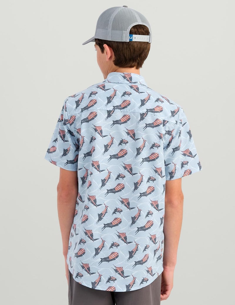 HUK Store Kids Kona Short Sleeve Fishing Button Down Shirt for Kids - Image 3